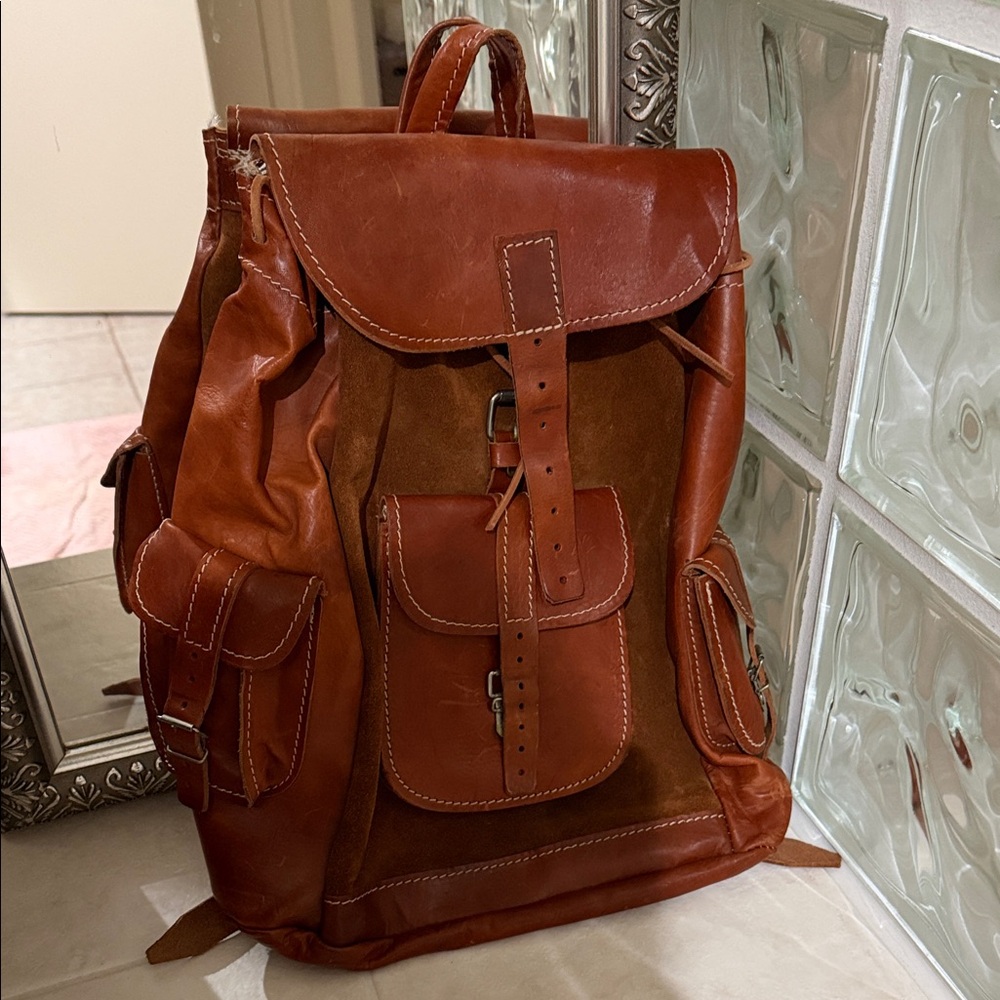 Vintage Leather Backpack Rucksack